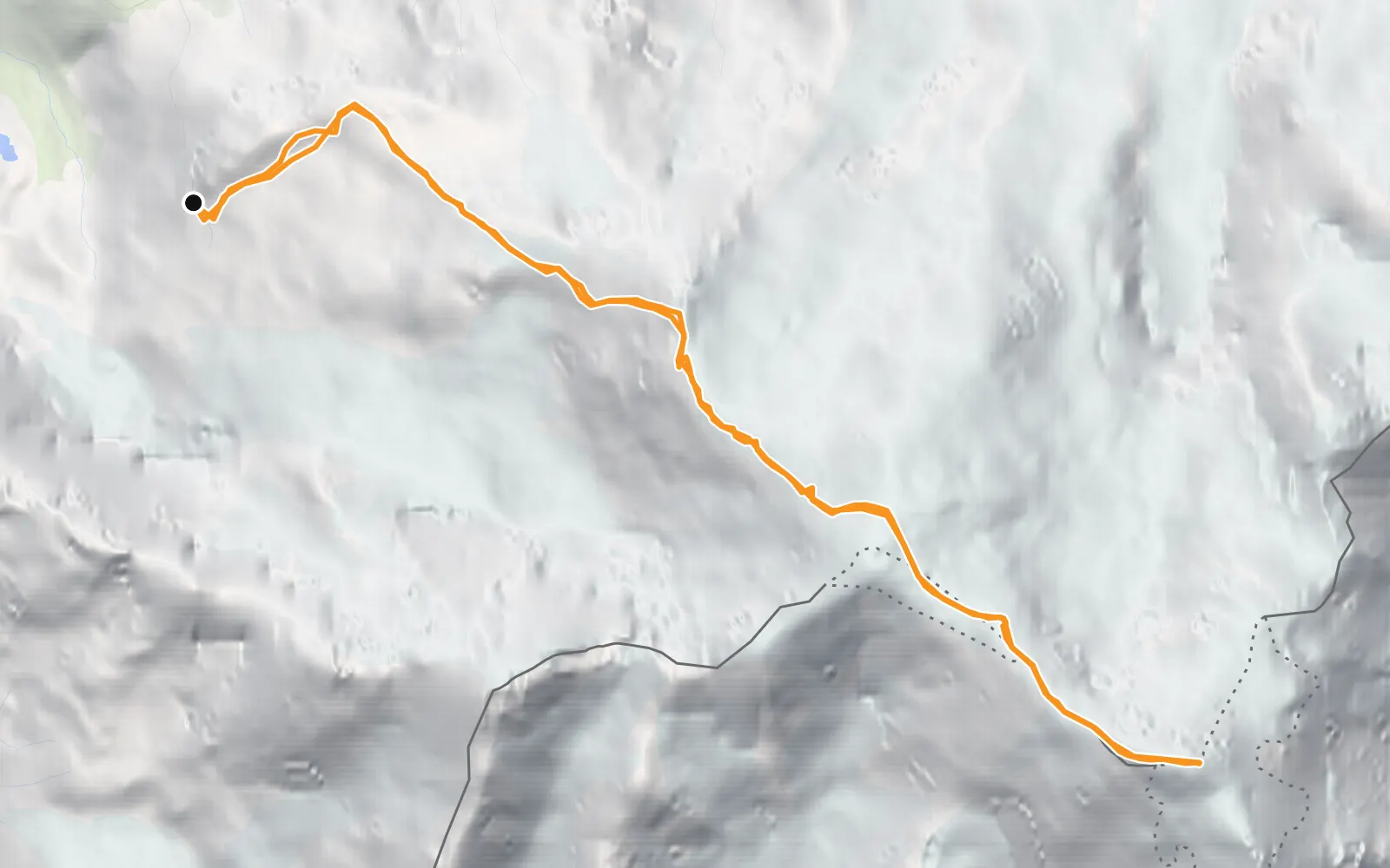 Map of Mont Blanc, with the route in orange.
