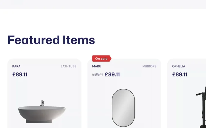 Aqualona: product cards